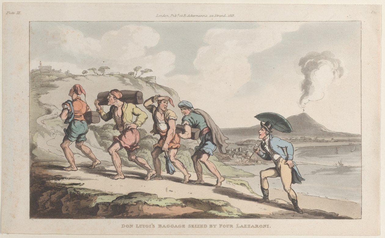 Don Luigis Gepäck wird von vier Lazzaroni beschlagnahmt, aus Neapel und der Campagna Felice von Thomas Rowlandson