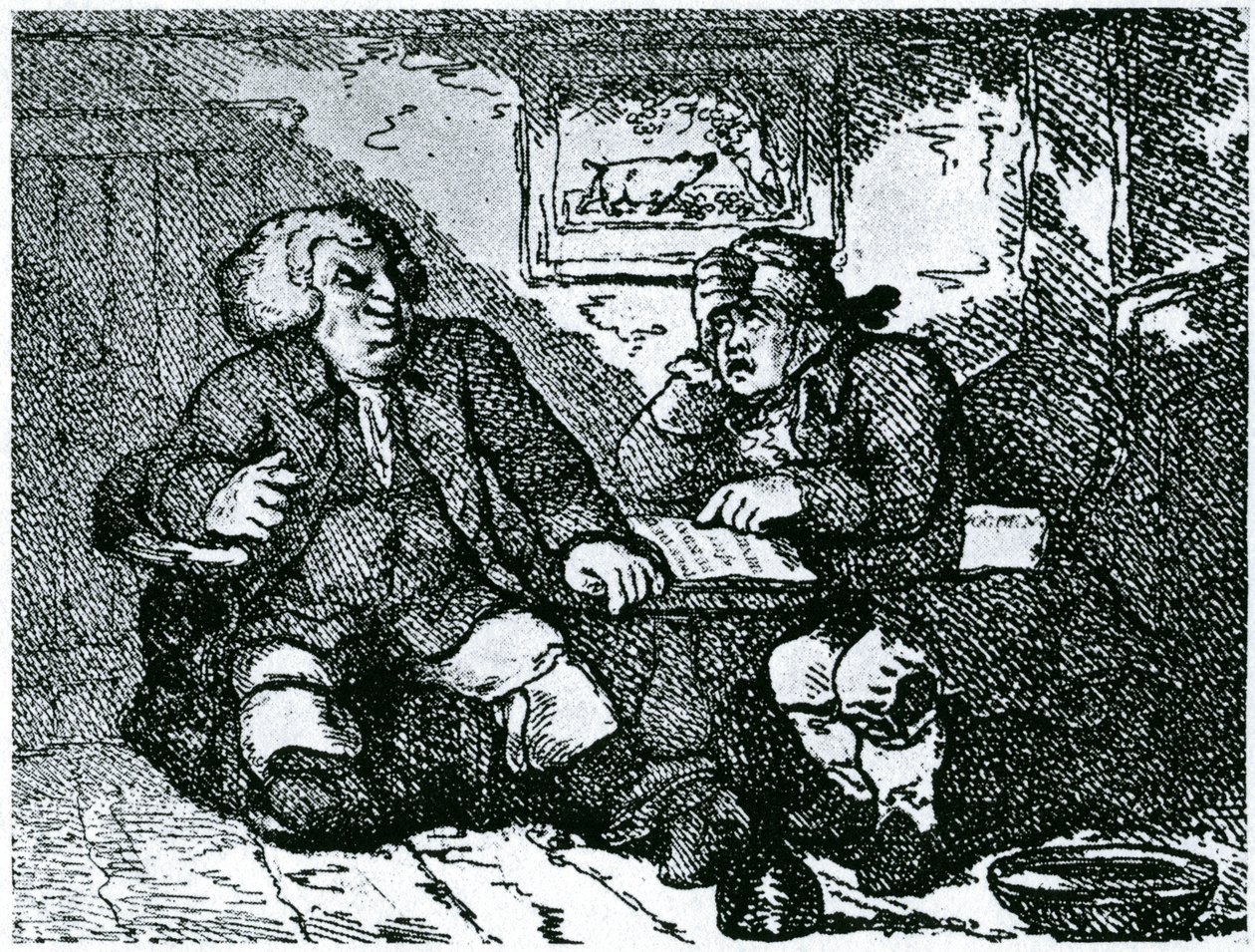 Dr. Johnson und James Boswell erholen sich von einem Kater nach einer Nacht in der Stadt von Thomas Rowlandson