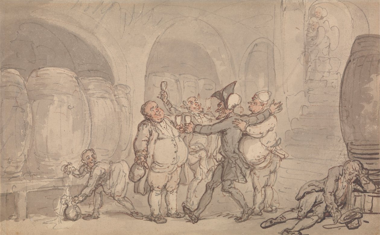 Dr. Syntax wird in den Keller eingelassen von Thomas Rowlandson