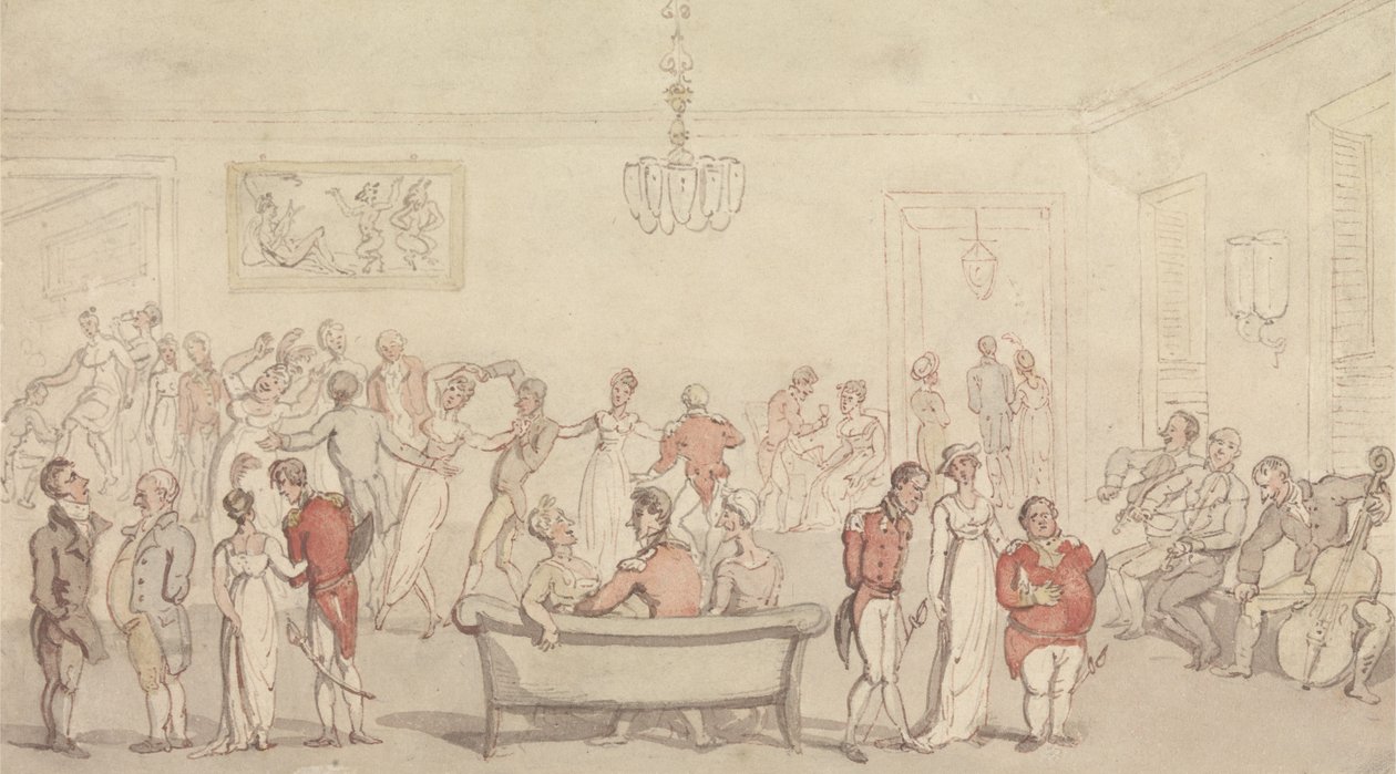 Elegante Gesellschaft beim Tanzen von Thomas Rowlandson