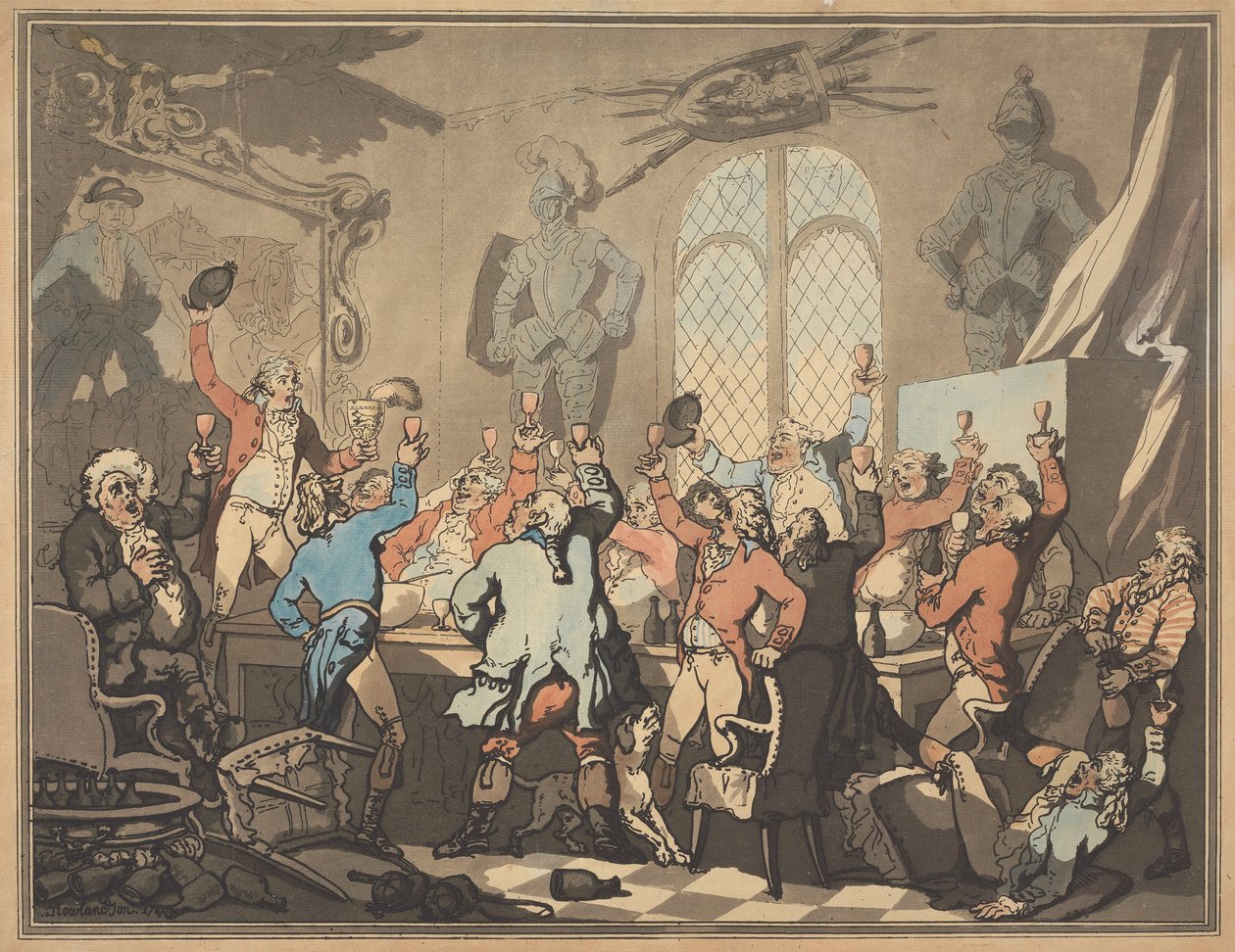 Fuchsjagd [eine von sechs]: Das Abendessen von Thomas Rowlandson