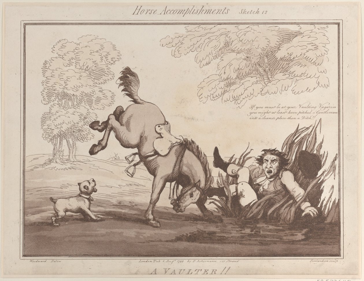 Pferdeleistungen, Skizze 12: Ein Voltigierer!!, 1. August 1799 von Thomas Rowlandson