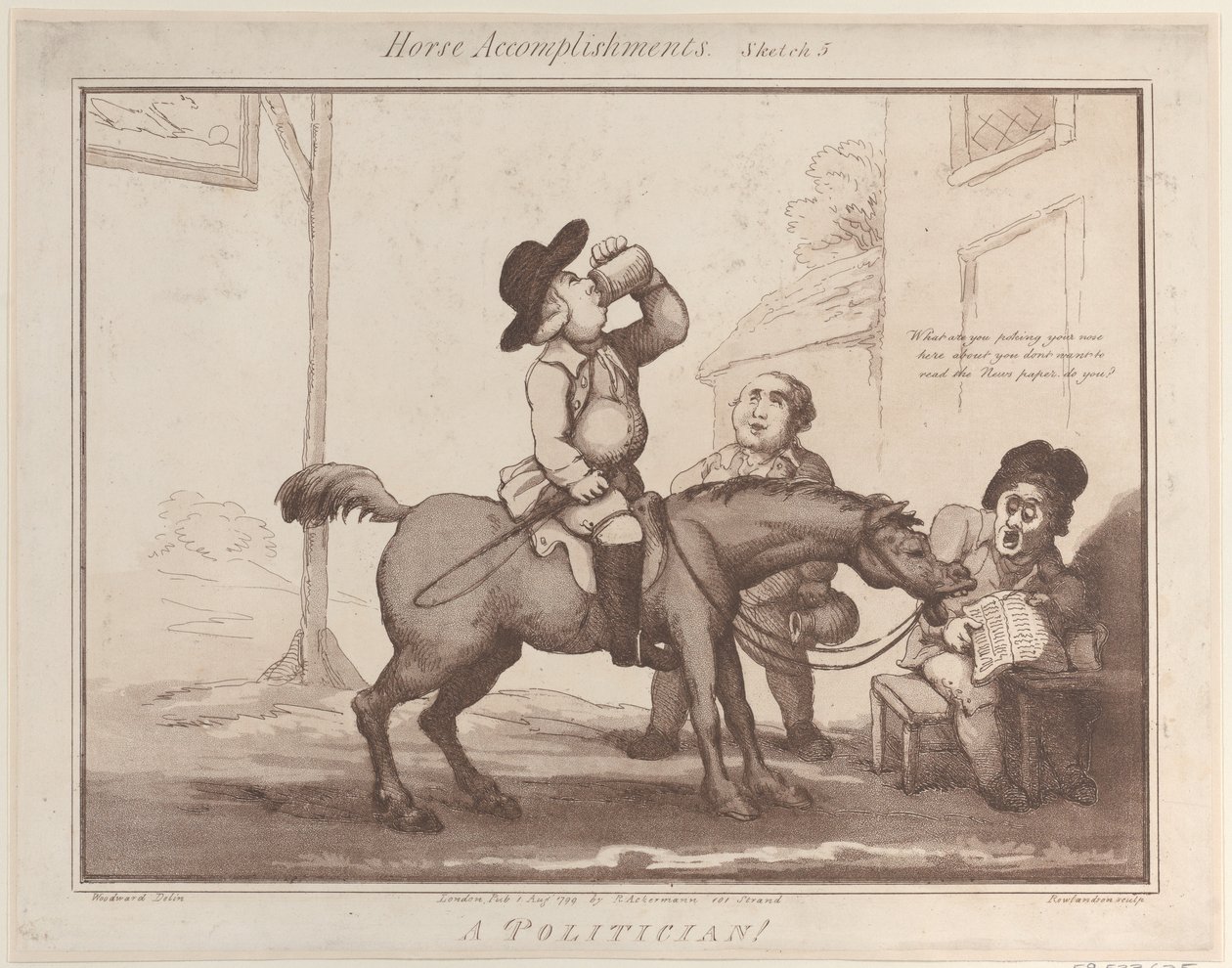 Pferdefähigkeiten, Skizze 5: Ein Politiker!!, 1. August 1799 von Thomas Rowlandson
