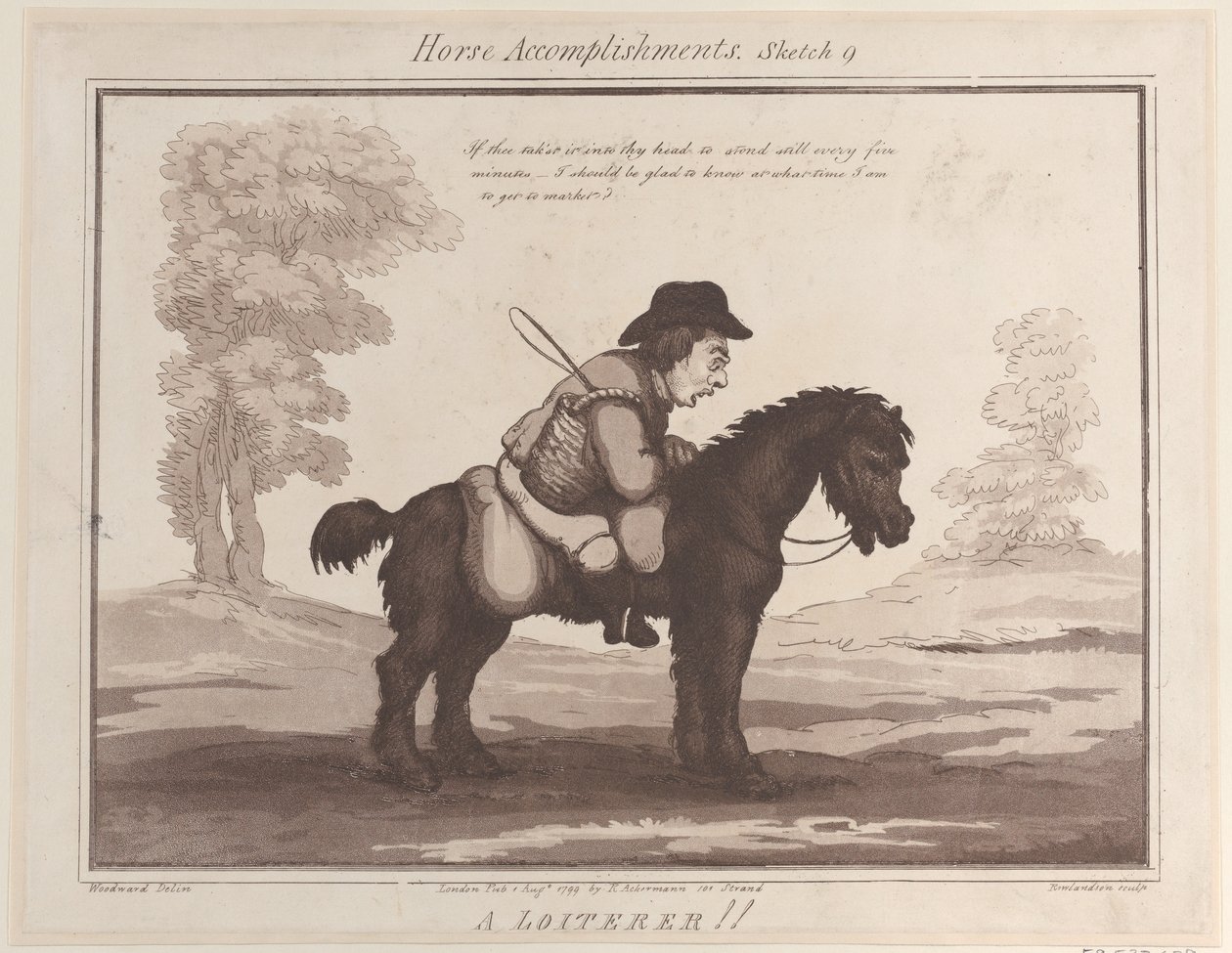 Pferdefähigkeiten, Skizze 9: Ein Bummler!!, 1. August 1799 von Thomas Rowlandson
