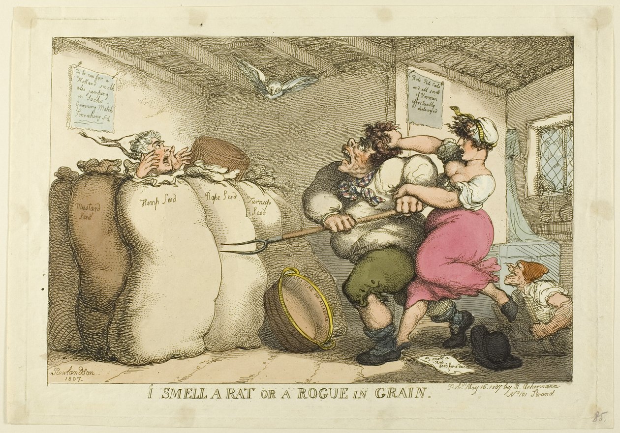 Ich rieche eine Ratte oder einen Schurken im Korn von Thomas Rowlandson