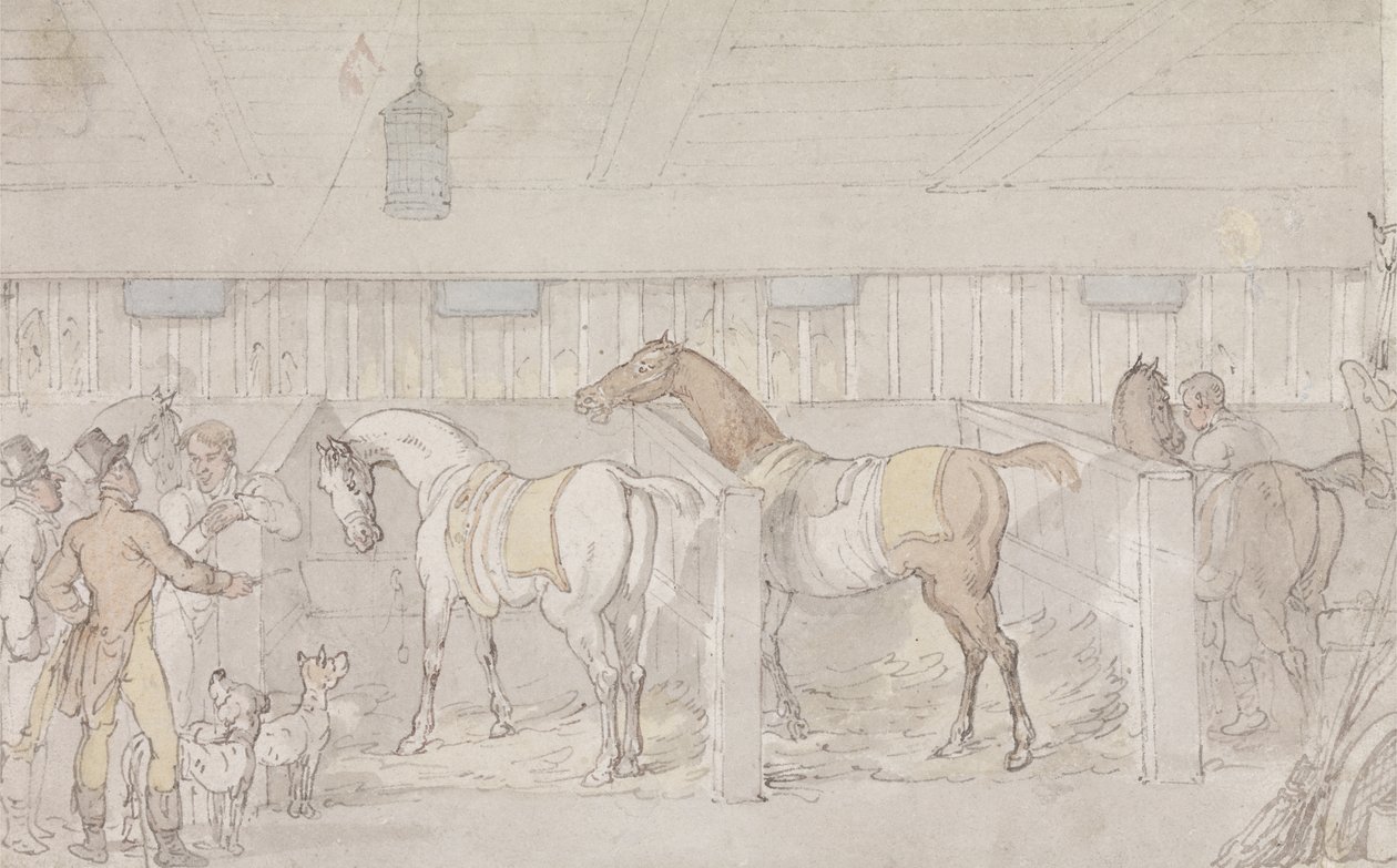 Innenansicht eines Stalls von Thomas Rowlandson