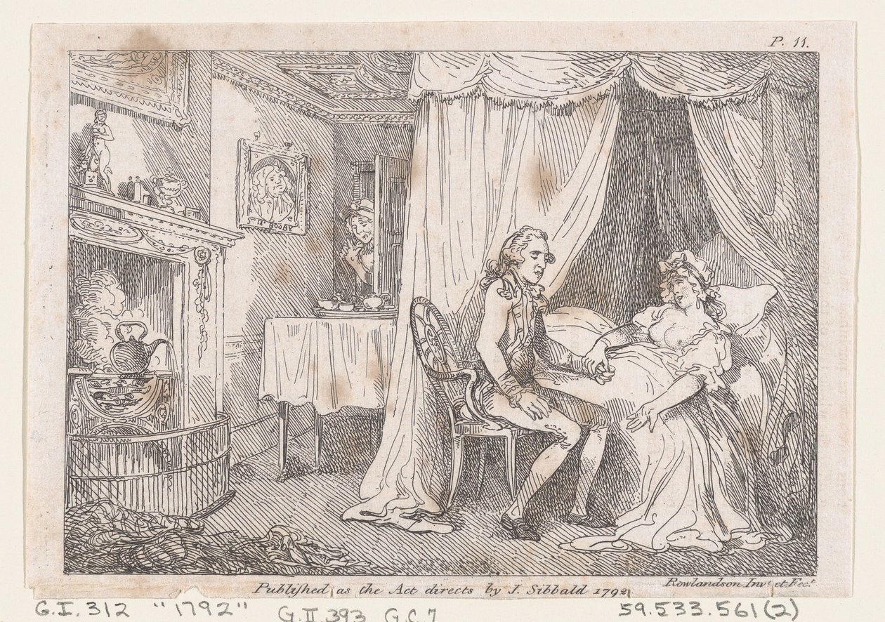 Lady Booby versucht, den makellosen Joseph zu verführen, aus Die Abenteuer von Joseph Andrew..., 1792 von Thomas Rowlandson