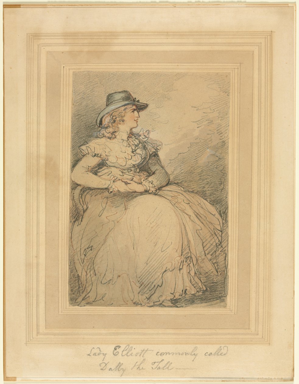 Lady Elliott, allgemein bekannt als Dolly The Tall, 1775-1827 von Thomas Rowlandson