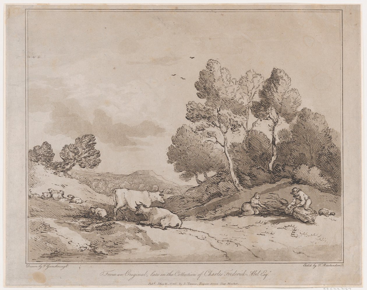 Landschaft mit Figuren, die ein Bündel Holz binden, 21. Mai 1789 von Thomas Rowlandson