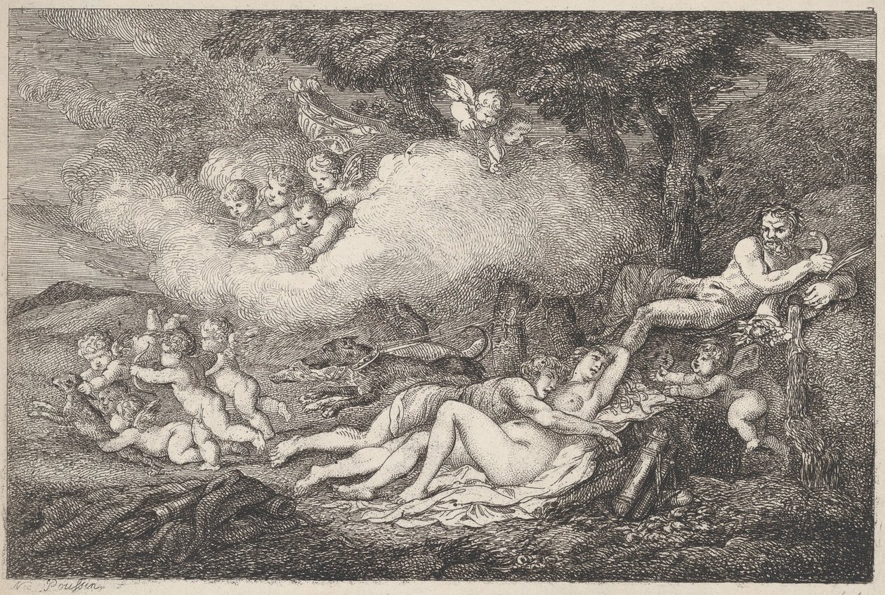 Mars und schlafende Venus mit Putti, 1799 von Thomas Rowlandson