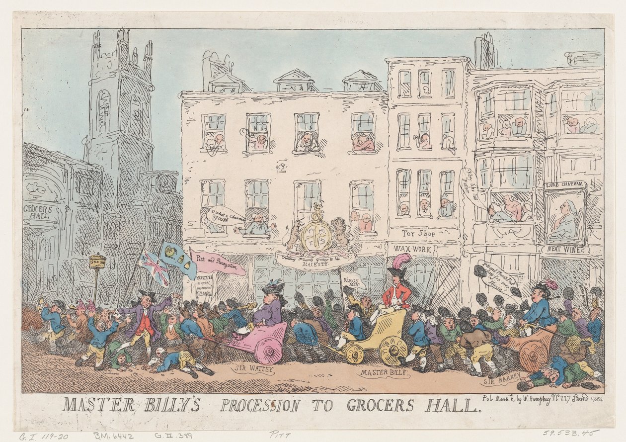 Master Billys Prozession zur Grocers Hall von Thomas Rowlandson
