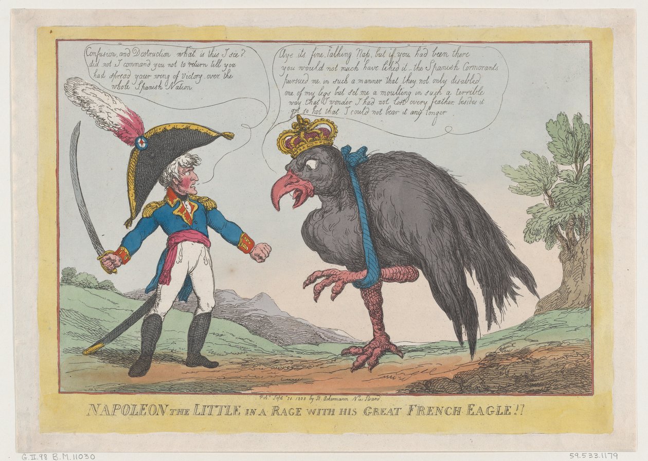 Napoleon der Kleine in Wut mit seinem großen französischen Adler!! von Thomas Rowlandson