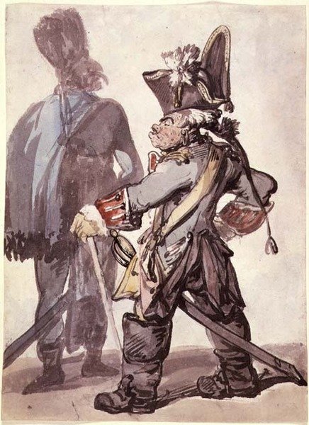 Friedrich der Große (1712-86) und einer seiner Offiziere von Thomas Rowlandson