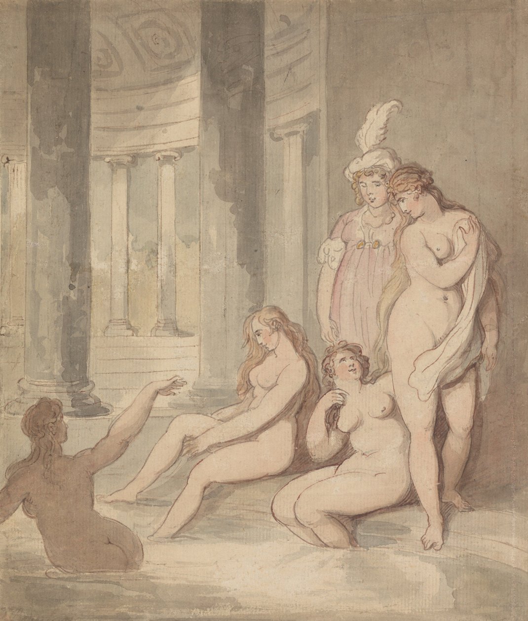 Nymphen in einem römischen Bad von Thomas Rowlandson