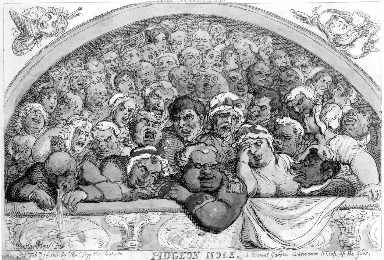 Taubenloch - Eine Erfindung des Convent Garden, um die Götter einzusperren, 1811 von Thomas Rowlandson