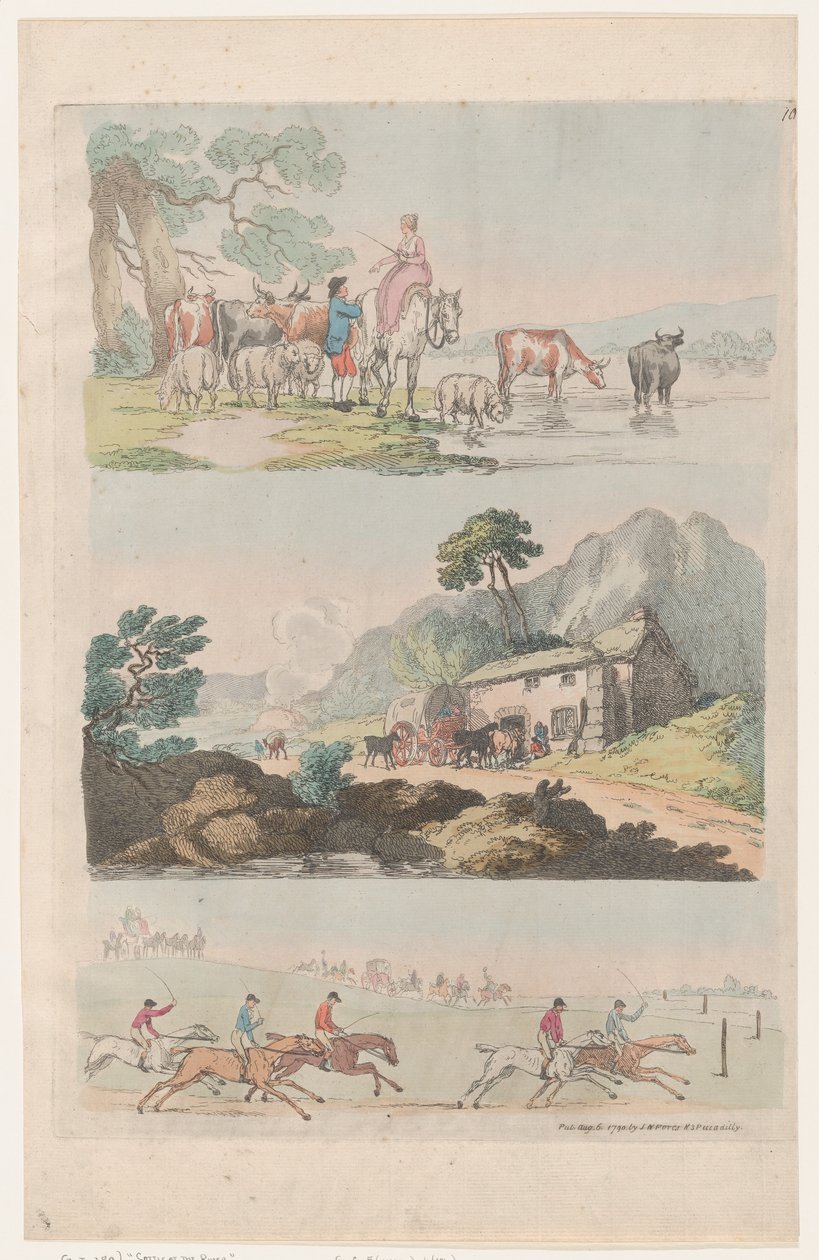 Tafel 10, Umrisse von Figuren, Landschaften und Vieh... für den Gebrauch von Lernenden, 6. August 1790 von Thomas Rowlandson