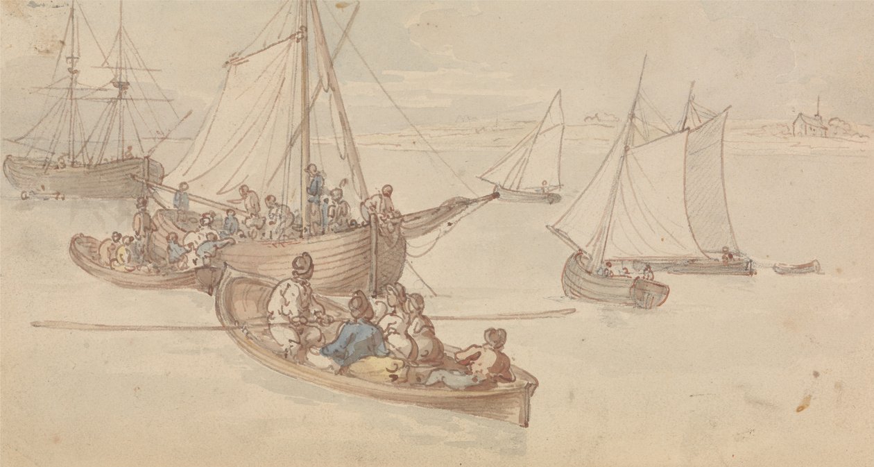Vergnügungsboote in einer Mündung von Thomas Rowlandson