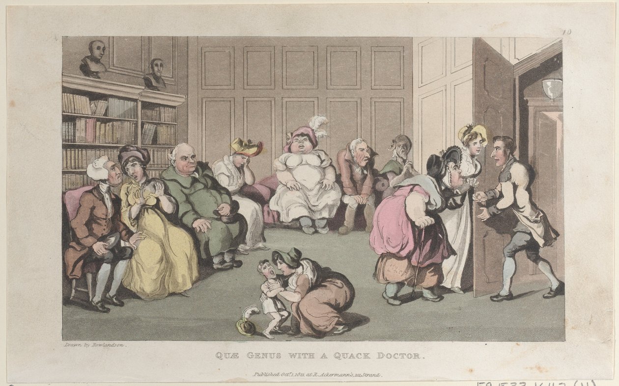 Quae Genus mit einem Quacksalber, aus The History of Johnny Quae Genus, The Lit..., 1. Oktober 1821 von Thomas Rowlandson