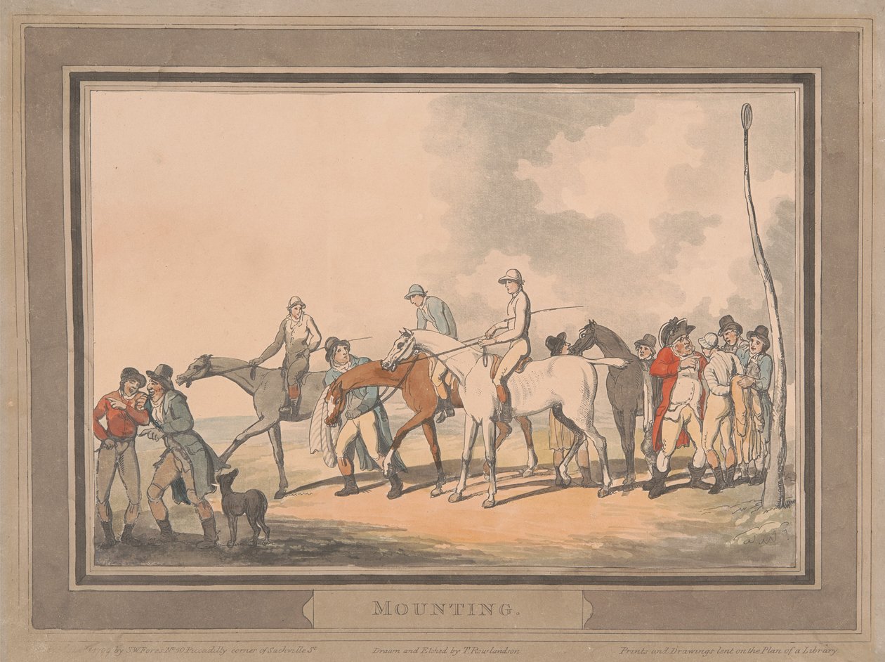 Rennen [Satz von sechs]: 3. Aufsitzen von Thomas Rowlandson