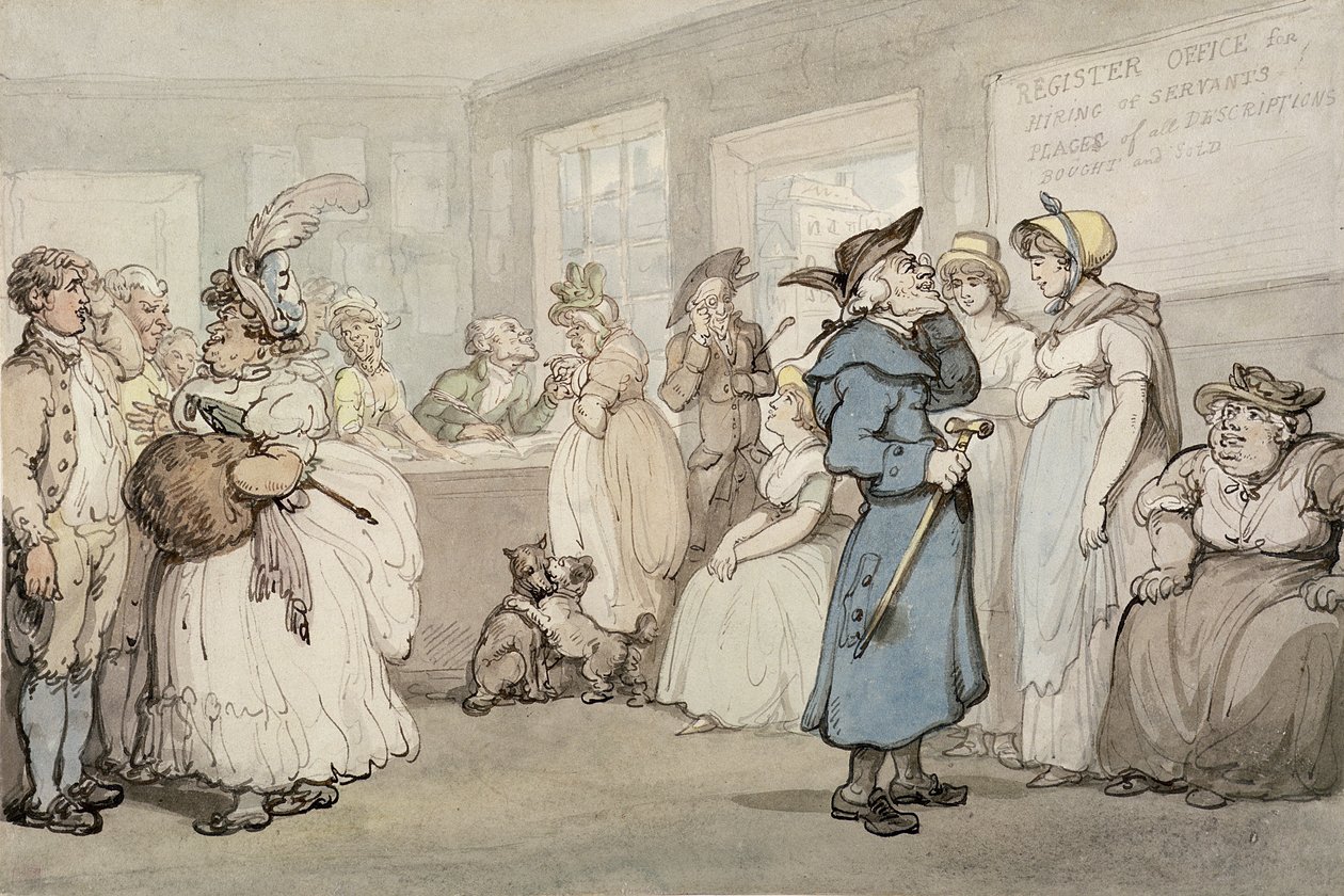 Registerbüro für die Anstellung von Dienern, ca. 1805 von Thomas Rowlandson