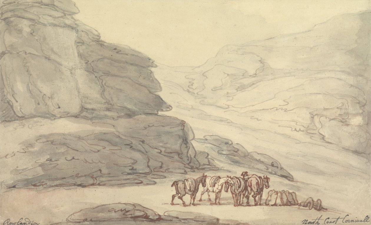 Felsige Szene an der Nordküste, Cornwall von Thomas Rowlandson