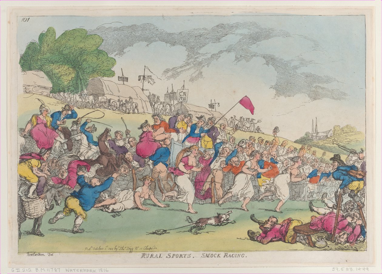 Ländliche Sportarten, Schürzenrennen, [1. Oktober 1811], Nachdruck von Thomas Rowlandson