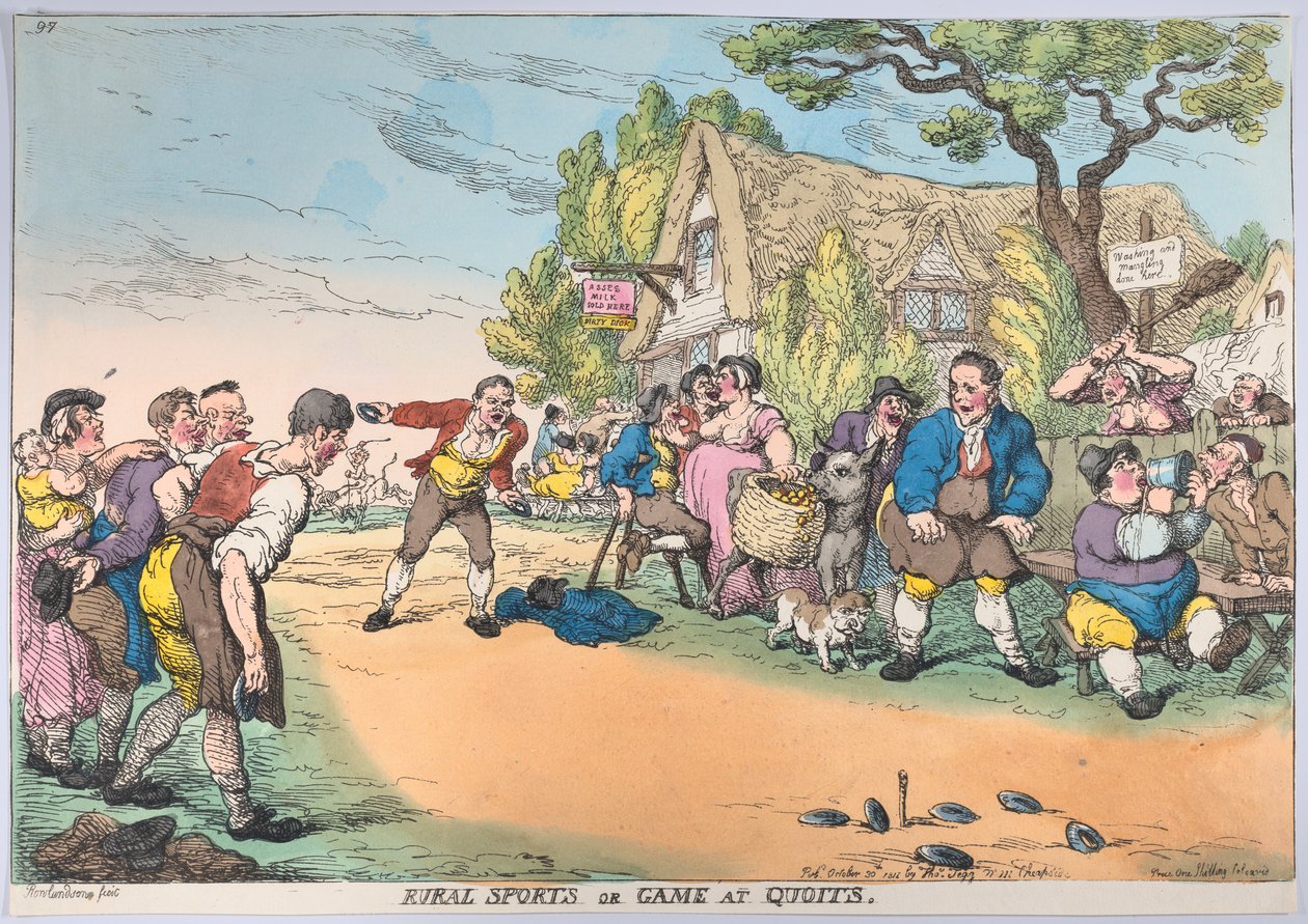 Ländliche Sportarten oder Spiel mit Quoits, 30. Oktober 1811 von Thomas Rowlandson