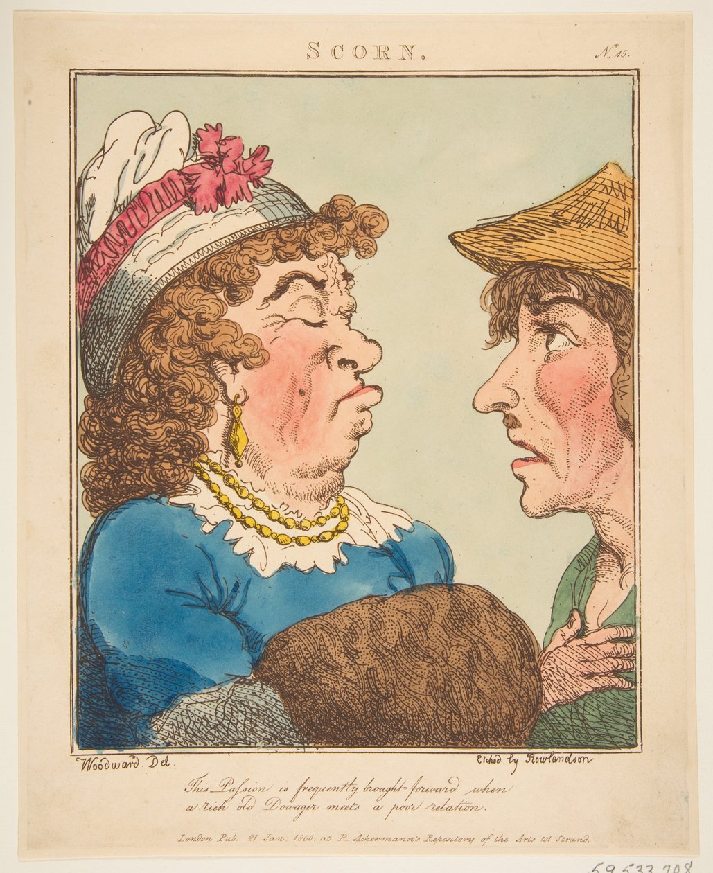 Verachtung Le Brun Travestiert, oder Karikaturen der Leidenschaften, 21. Januar 1800 von Thomas Rowlandson