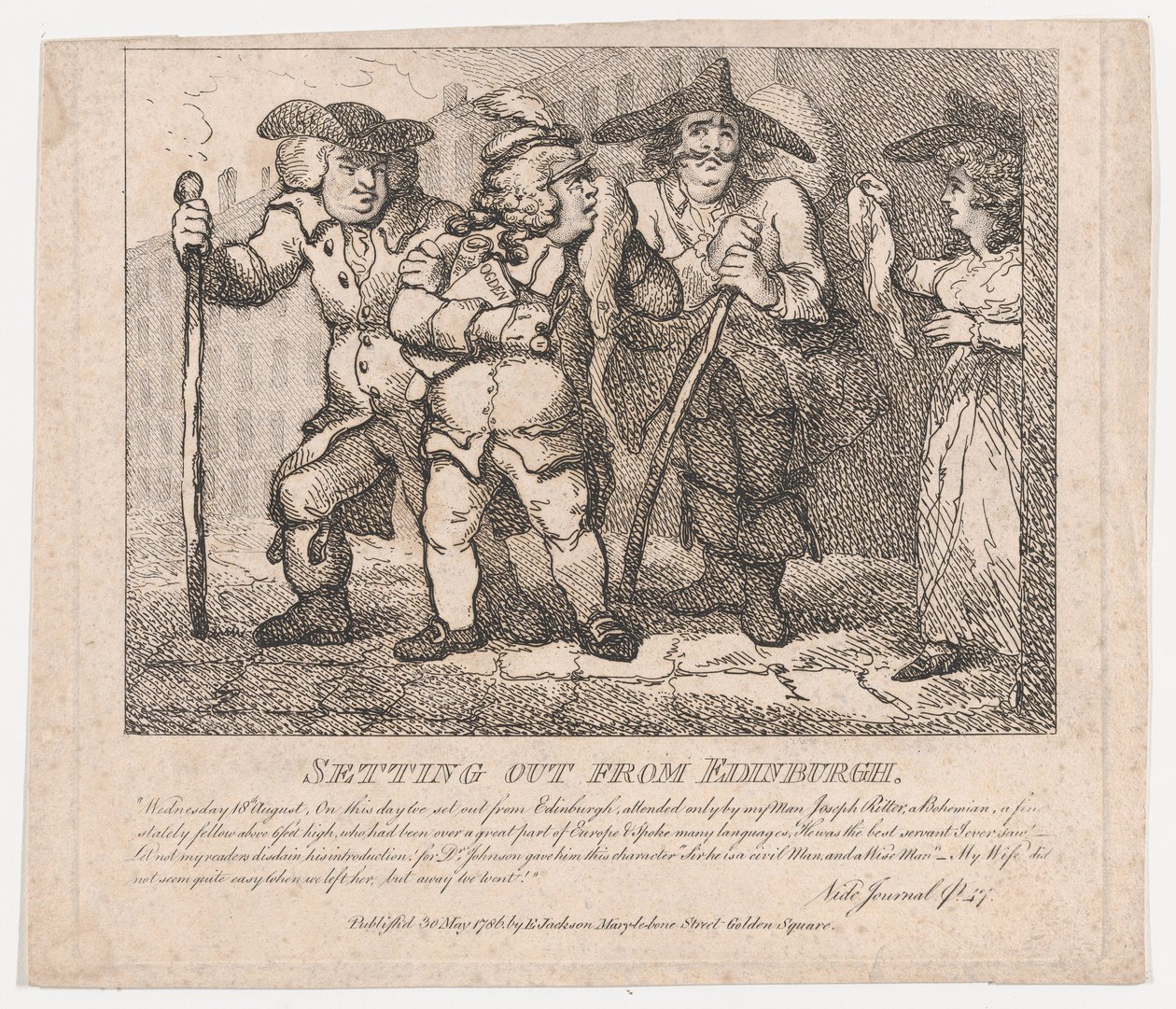 Abfahrt aus Edinburgh, Malerische Schönheiten von Boswell, Teil der Zweite, 30. Mai 1786 von Thomas Rowlandson