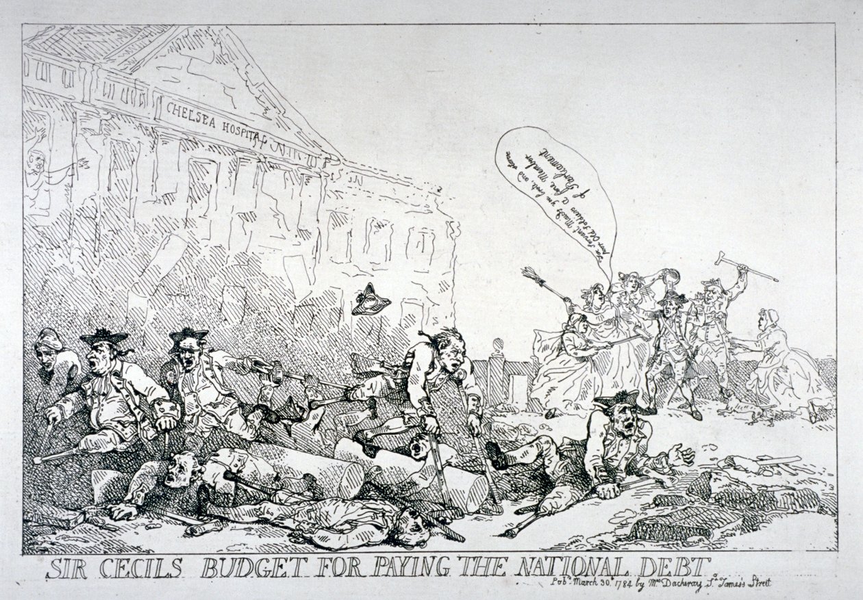 Sir Cecils Budget zur Begleichung der Staatsschulden, 1874 von Thomas Rowlandson
