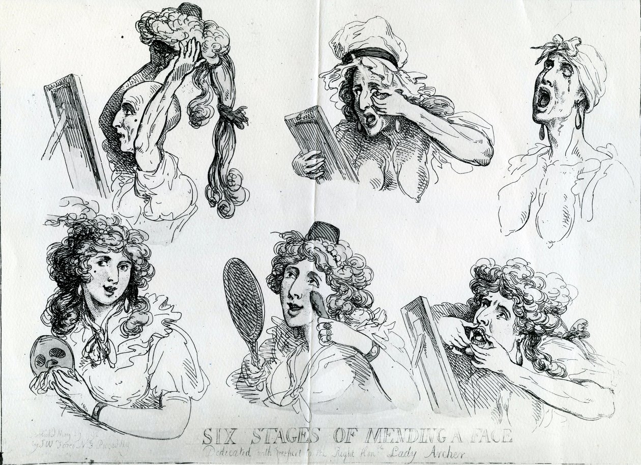 Sechs Stufen der Gesichtskorrektur von Thomas Rowlandson