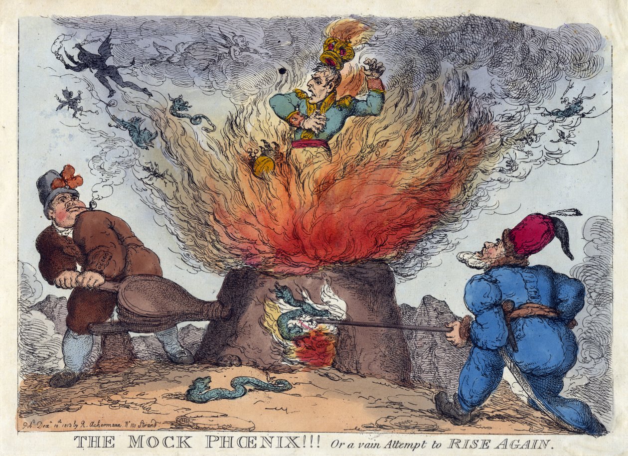 Der falsche Phönix! Oder ein vergeblicher Versuch, wieder aufzustehen von Thomas Rowlandson