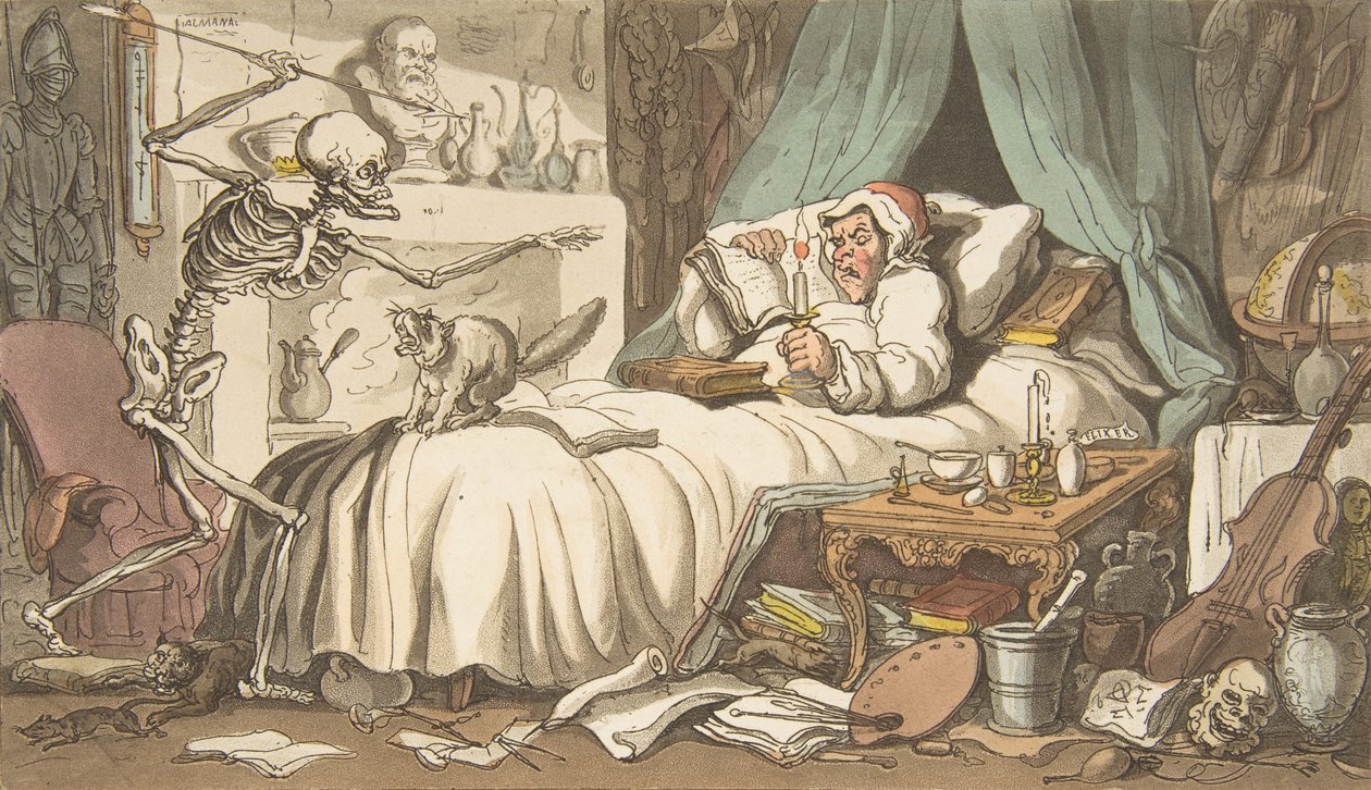 Das Testament des Antiquars, Der englische Totentanz, Platte 2 von Thomas Rowlandson