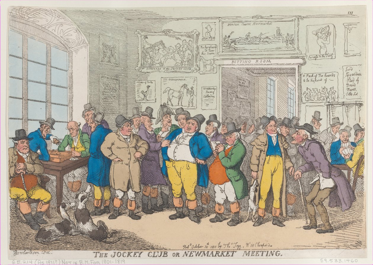 Der Jockey Club oder Newmarket Meeting, 10. Oktober 1811 von Thomas Rowlandson