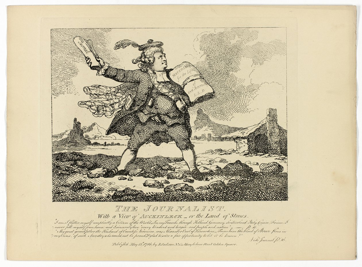 Der Journalist, aus Boswells Tour durch die Hebriden von Thomas Rowlandson