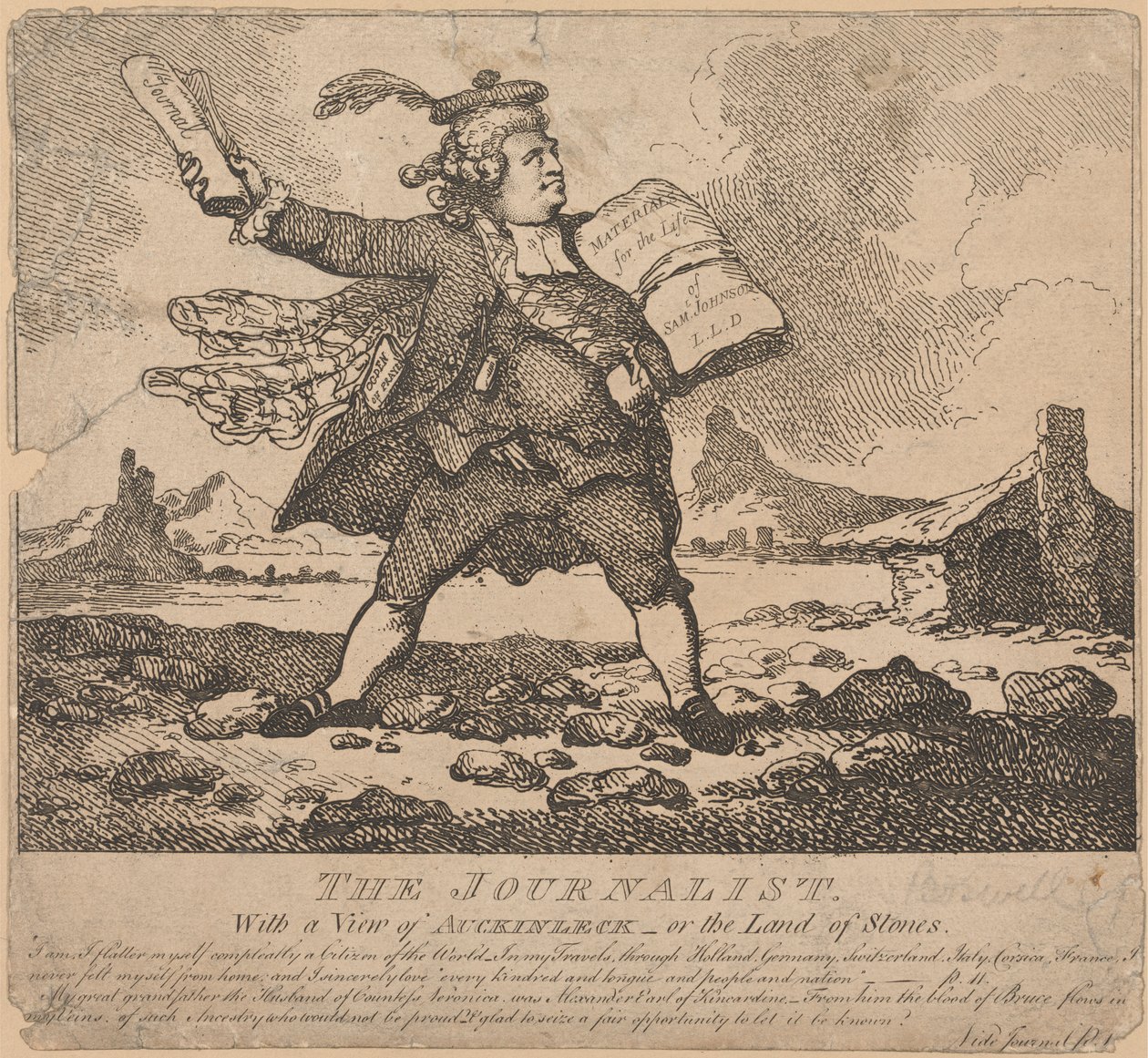 Der Journalist, mit Blick auf Auchinleck oder das Land der Steine von Thomas Rowlandson