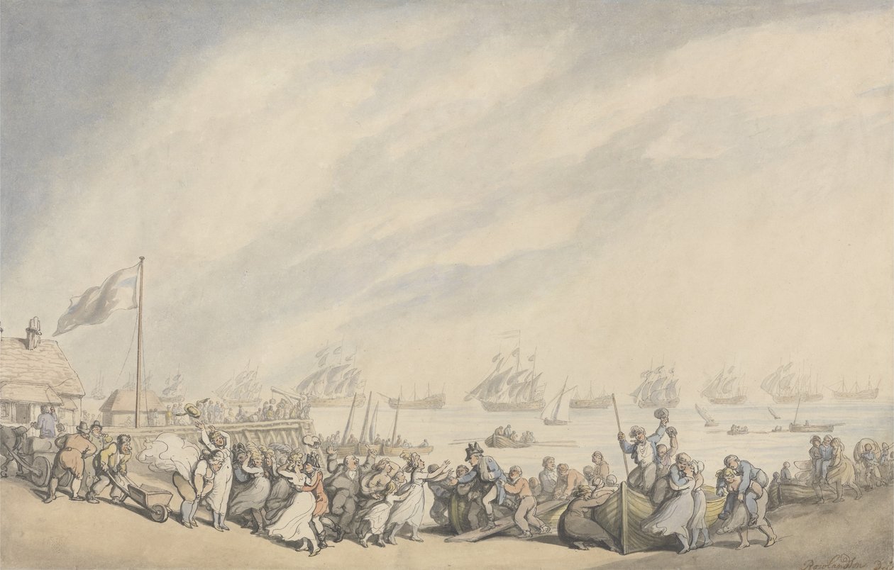 Die Rückkehr der Flotte nach Great Yarmouth nach der Niederlage der Holländer 1797, ca. 1797 von Thomas Rowlandson