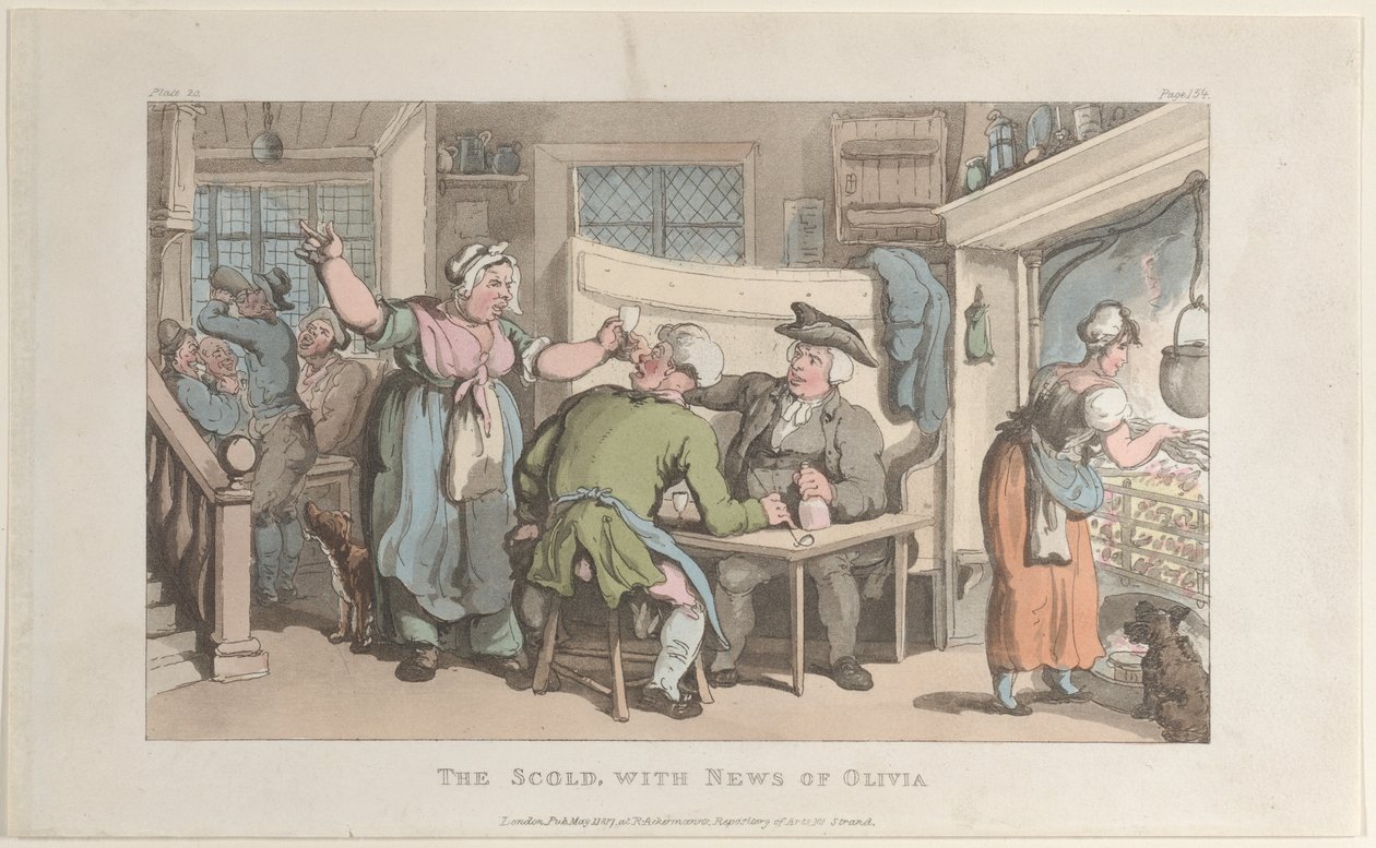 Die Zänkische mit Nachrichten von Olivia, aus Der Pfarrer von Wakefield von Thomas Rowlandson