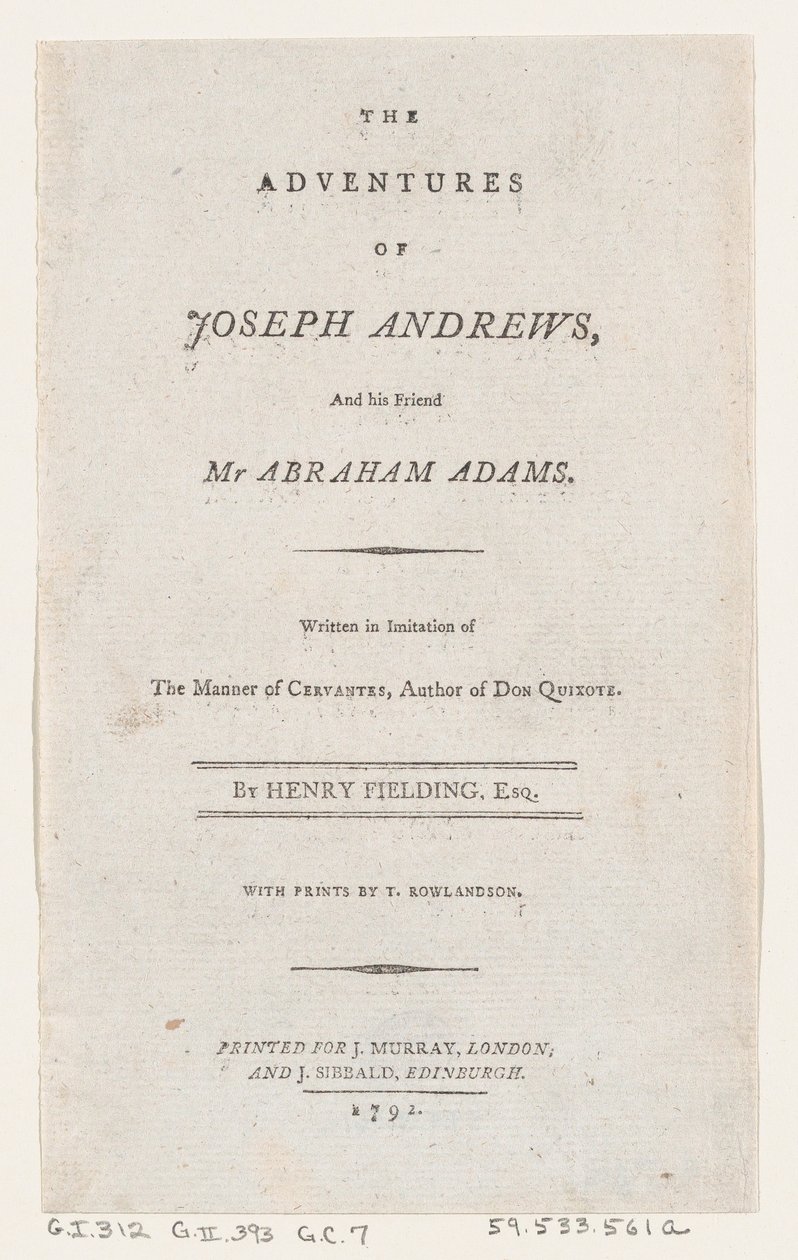 Titelblatt: Die Abenteuer von Joseph Andrews und seinem Freund Mr. Abraham Adams von Thomas Rowlandson