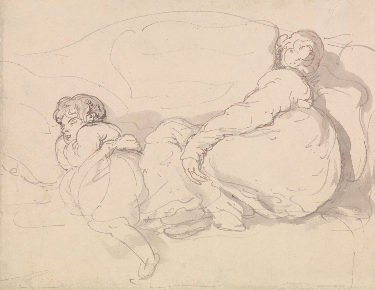 Zwei schlafende Figuren von Thomas Rowlandson