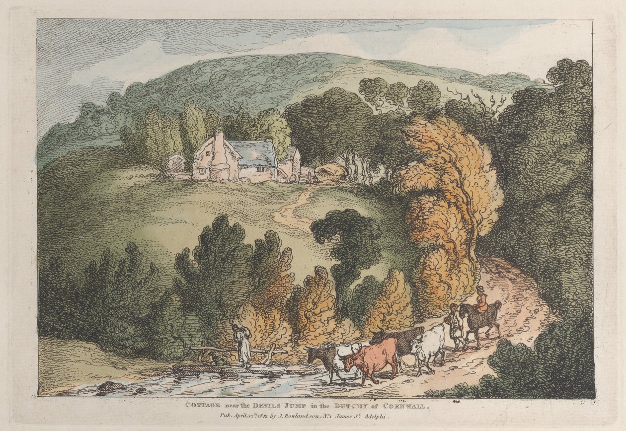 Ansicht der Kirche und des Dorfes St. Cue, Cornwall von Thomas Rowlandson