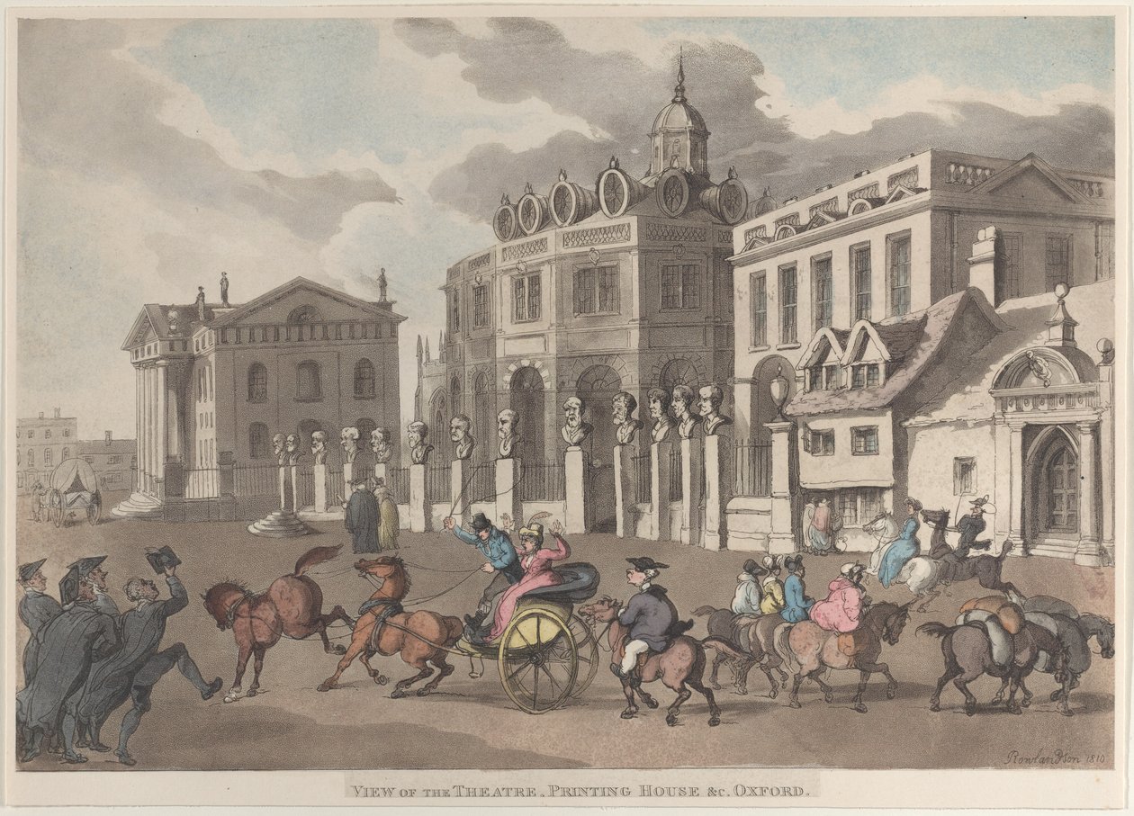 Ansicht des Theaters, Druckerei usw. Oxford von Thomas Rowlandson