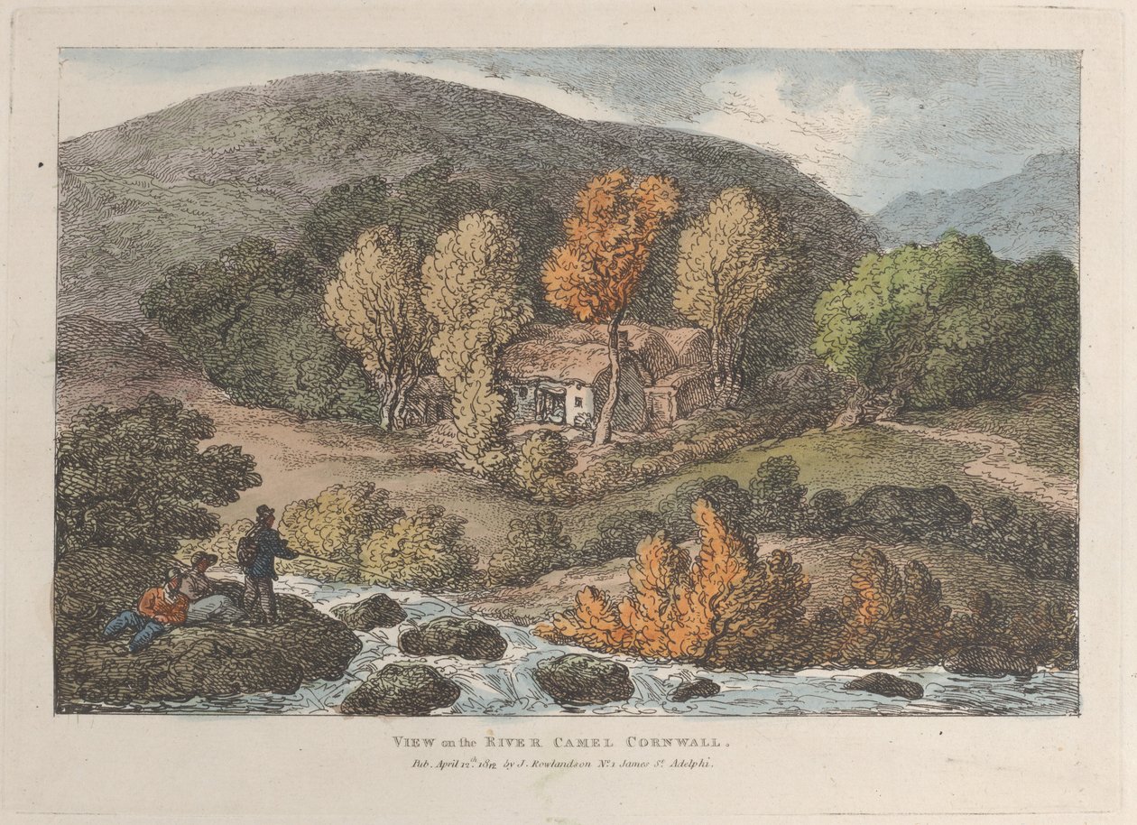 Blick auf den Fluss Camel, Cornwall, aus Ansichten in Cornwall, 12. April 1812 von Thomas Rowlandson