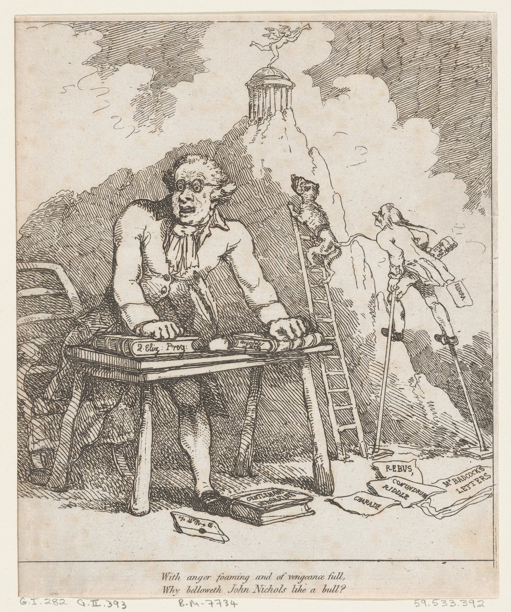 Mit Wut schäumend..., aus Wohlwollender Epistel von Thomas Rowlandson