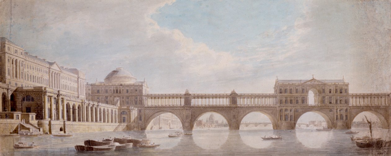 Vorgeschlagenes Design für eine Brücke über die Themse am Somerset House von Thomas Sandby