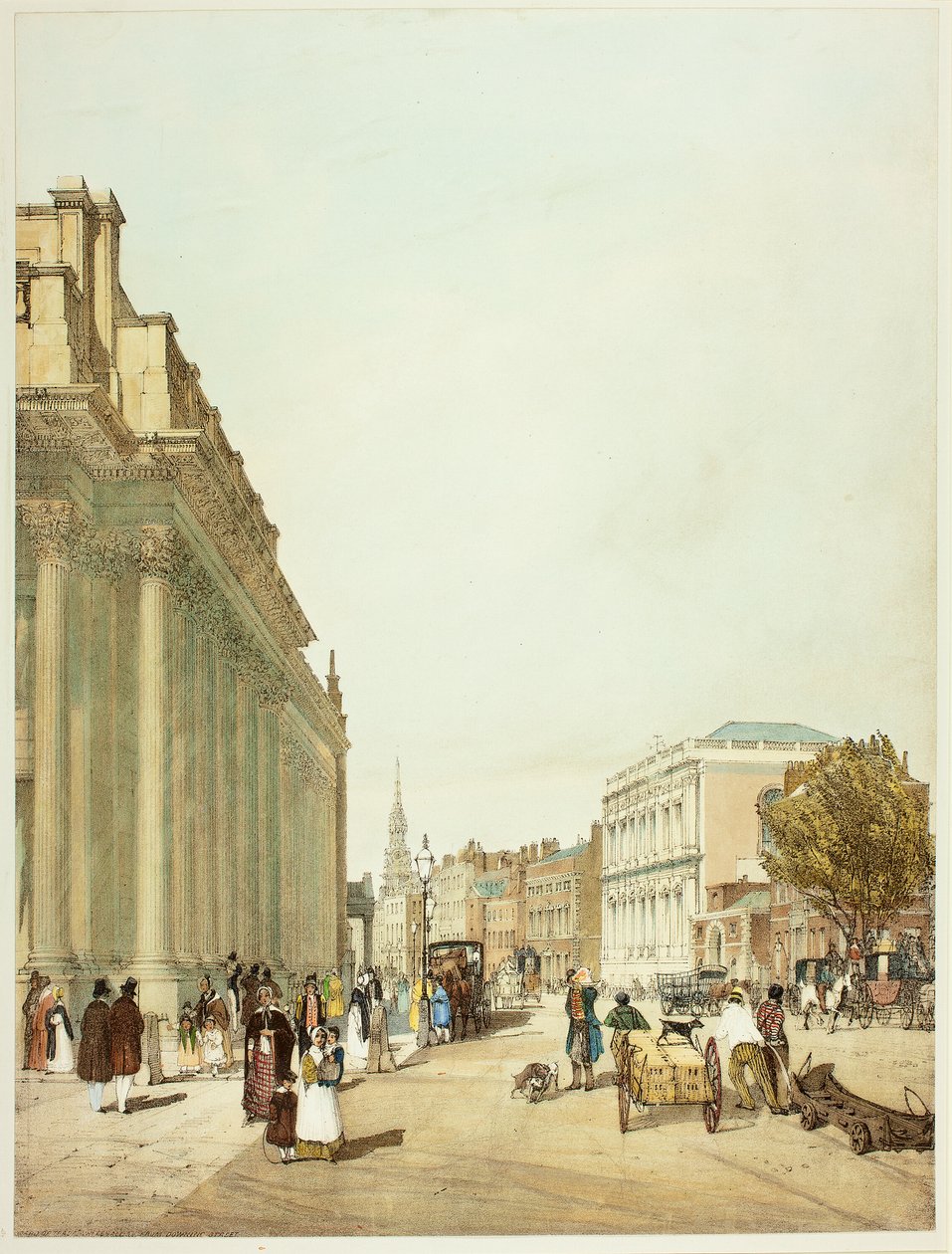 Handelskammer, Whitehall, von der Downing Street, Platte acht aus Originalansichten von London wie es ist von Thomas Shotter Boys