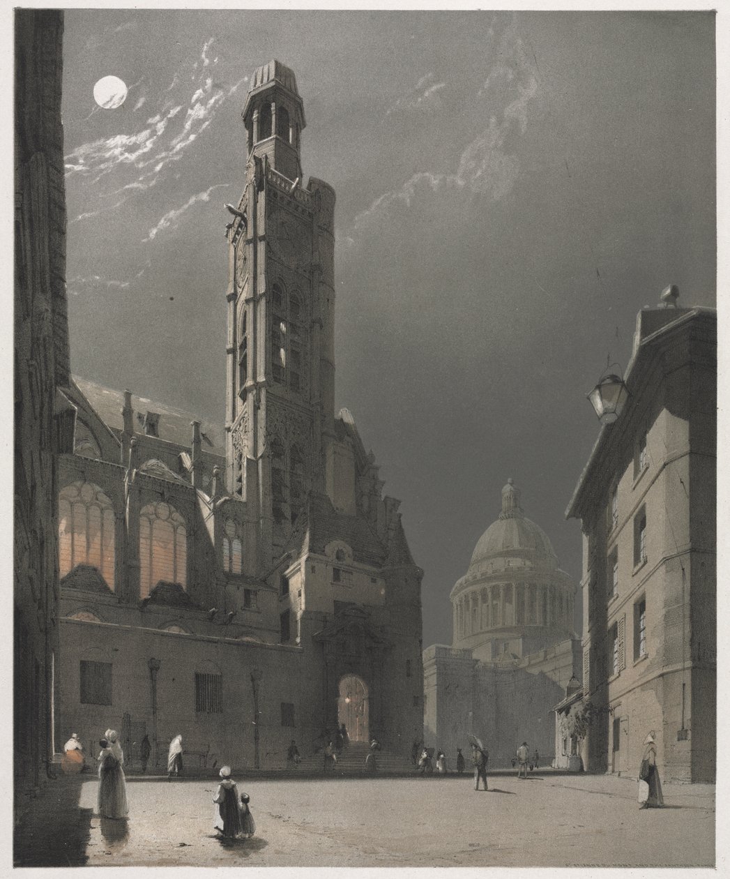 Malerische Architektur in Paris, Gent, Antwerpen, Rouen: St. Etienne du Mont und das Pantheon, Paris von Thomas Shotter Boys