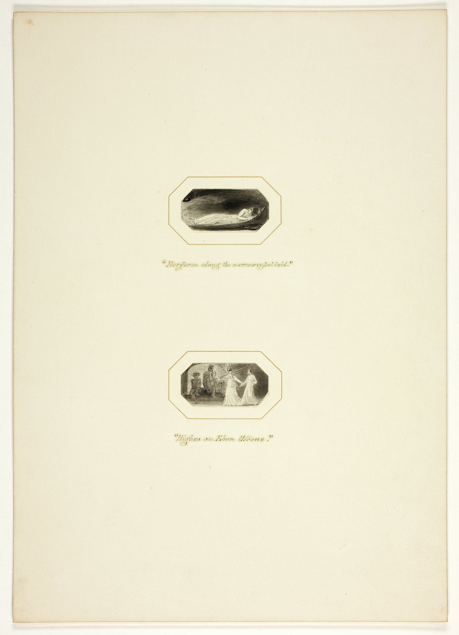 Studie für eine Platte aus The Triumphs of Temper, im Royal Engagements Pocket Book von 1796 von Thomas Stothard