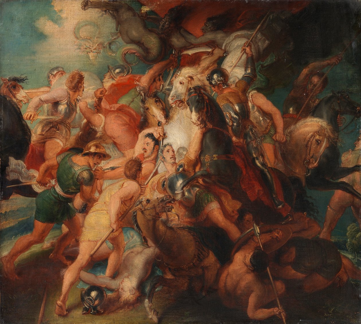Die Schrecken des Krieges, Skizze für das Burghley House Wandgemälde von Thomas Stothard