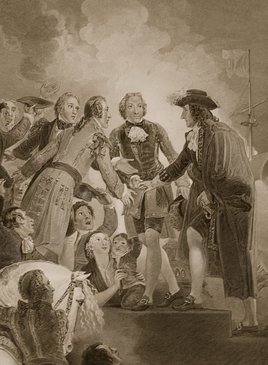 Die Landung von Wilhelm III. in Torbay, graviert von George Noble, Illustration aus David Humes 